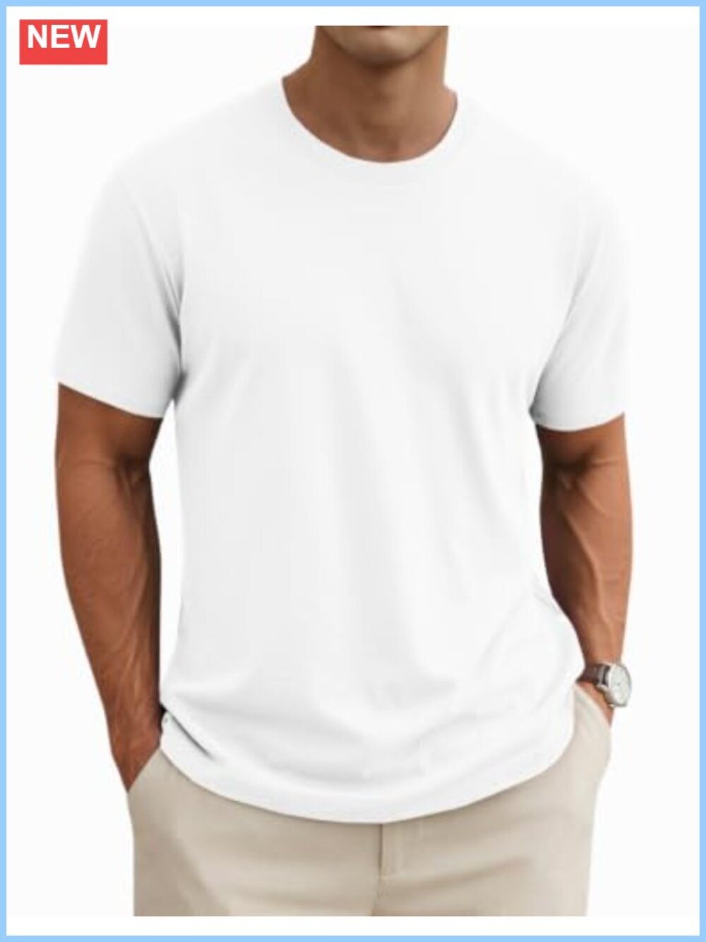 Men's Cotton Crew Neck Short Sleeve T-Shirt Breathable Basic Tee